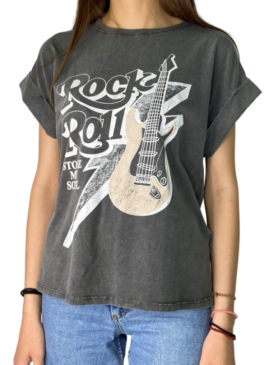 T shirt Rock n Roll γκρι.2