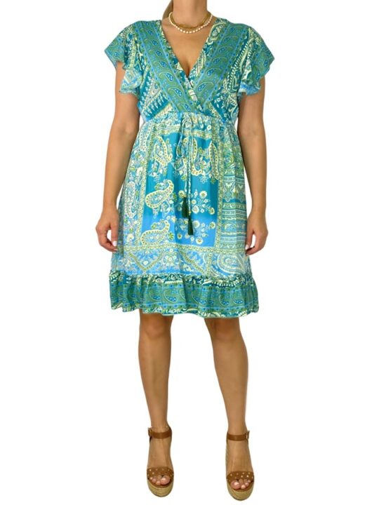 Φόρεμα μεταξωτό λαχούρ - βεραμάν